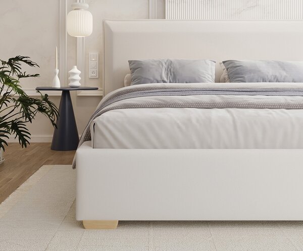 Čalouněná postel PERFETTO 140x200 s kovovým zdvižným roštem BÍLÁ PARIS