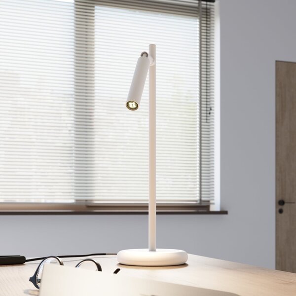 Stolní lampa Pastelo, 1x bílé kovové stínítko