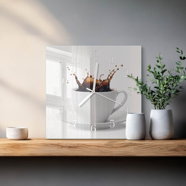 Skleněné hodiny Káva zskb-30x30-00058724