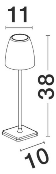 NOVA LUCE venkovní stolní lampa COLT rezavě hnědý litý hliník a akryl LED 2W 3000K IP54 62st. 5V DC vypínač na těle USB kabel stmívatelné 9223999