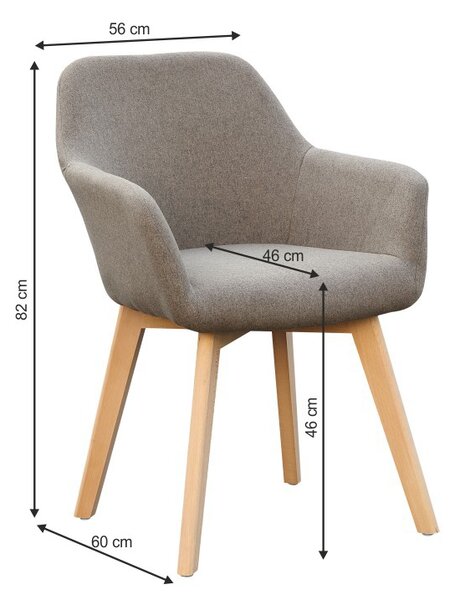 Designové křesílko CLORIN — buk, látka Světle šedá