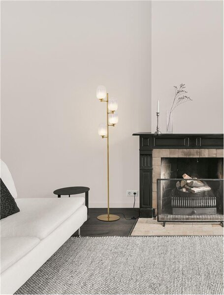 Nova Luce Stojací lampa BALOR opálové sklo a mosazný kov 4xG9