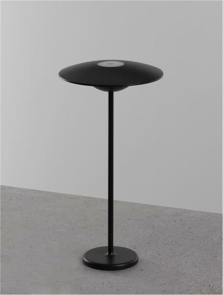 NOVA LUCE venkovní stolní lampa FABIO černý litý hliník a matný akryl LED 2W 3000K 5V DC 83st. IP54 vypínač na těle / USB kabel 9492441