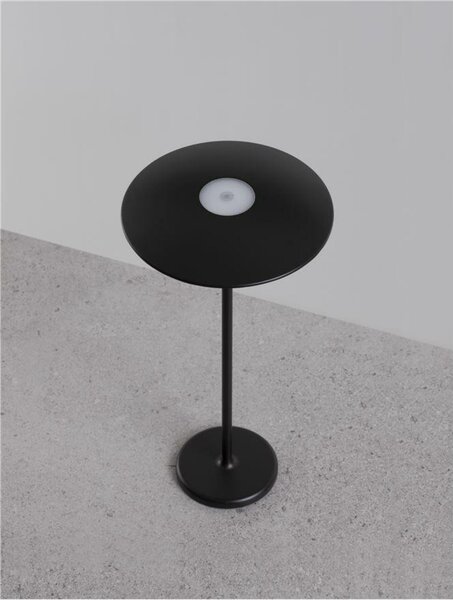 NOVA LUCE venkovní stolní lampa FABIO černý litý hliník a matný akryl LED 2W 3000K 5V DC 83st. IP54 vypínač na těle / USB kabel 9492441