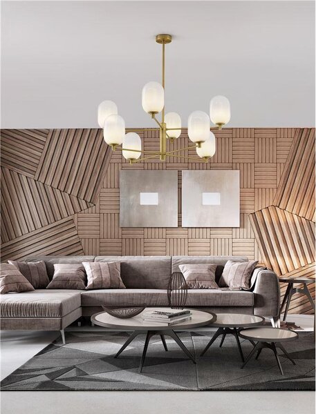 Nova Luce Závěsné svítidlo BALOR opálové sklo a mosazný kov 8xG9