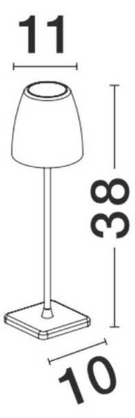 NOVA LUCE venkovní stolní lampa COLT tmavě šedý litý hliník a akryl LED 2W 3000K IP54 62st. 5V DC vypínač na těle USB kabel stmívatelné 9223997