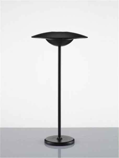 NOVA LUCE venkovní stolní lampa FABIO černý litý hliník a matný akryl LED 2W 3000K 5V DC 83st. IP54 vypínač na těle / USB kabel 9492441