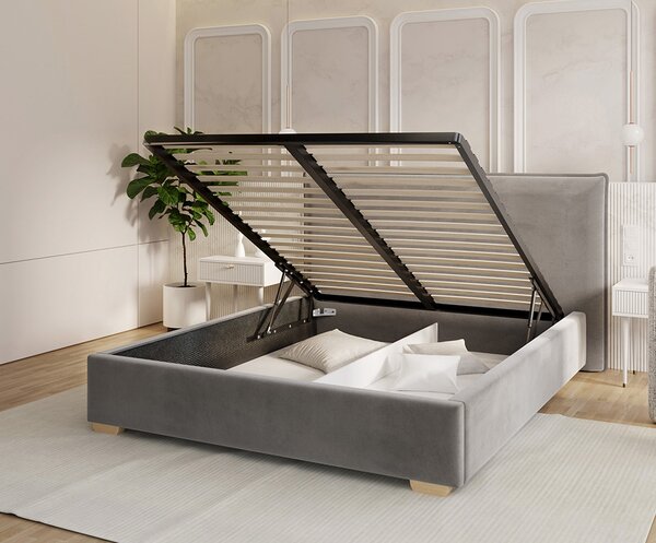 Čalouněná postel PERFETTO 140x200 s kovovým zdvižným roštem ŠEDÁ PARIS