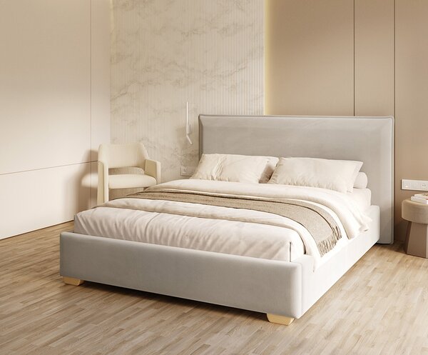 Čalouněná postel PERFETTO 140x200 s kovovým zdvižným roštem SVĚTLE ŠEDÁ PARIS