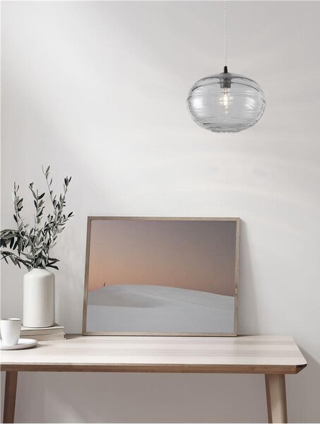 Nova Luce Závěsné svítidlo EVLEEN matný černý kov a světle šedé sklo E27 1x12W