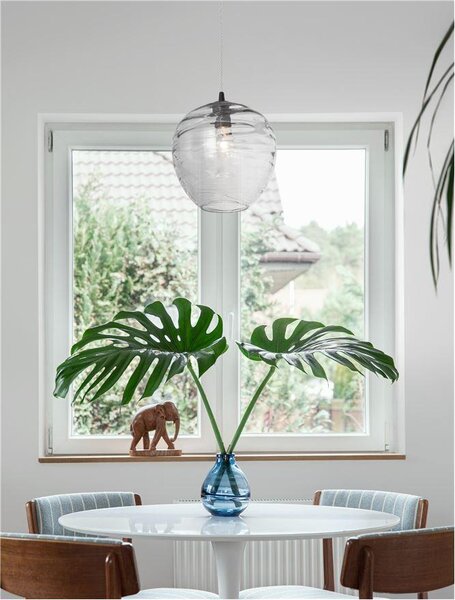 Nova Luce Závěsné svítidlo EVLEEN matný černý kov a světle šedé sklo E27 1x12W