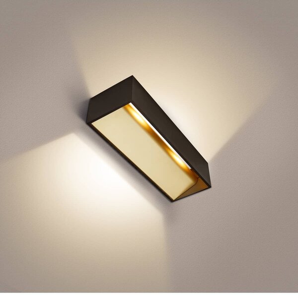 SLV 1002928 Logs IN L, nástěnné svítidlo se svícením nahoru/dolů, 19W LED 2000-3000K, černozlatá, šířka 30cm