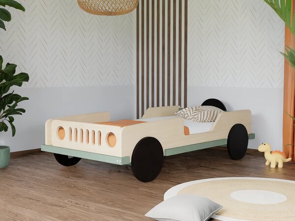 Dětská auto postel ve tvaru JEEPU BEEP 80x160 cm - Transparentní - bílá