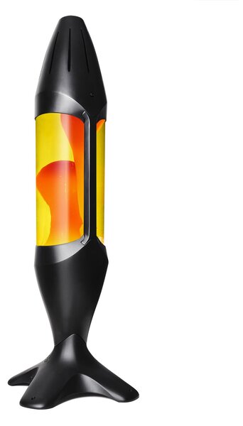 Mathmos iO Giant Black, originální lávová lampa, matně černá se žlutou tekutinou a oranžovou lávou, výška 78cm