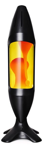 Mathmos iO Giant Black, originální lávová lampa, matně černá se žlutou tekutinou a oranžovou lávou, výška 78cm