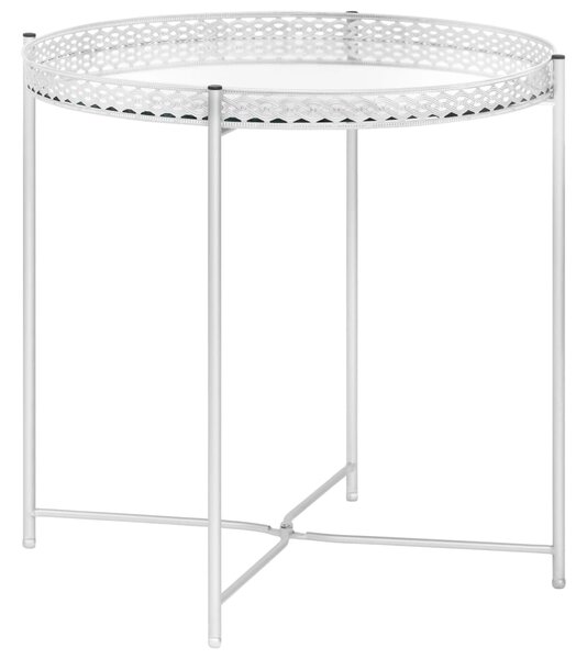 Odkládací stolek Hug - stříbrný - sklo | 40 x 40 x 41 cm