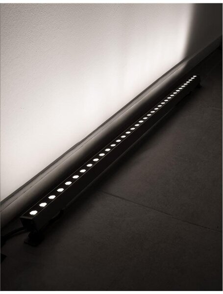 Nova Luce WALL WASHER nikl satén hliník a sklo LED Chip Philips 15W 3000K DC24V 30st. IP67