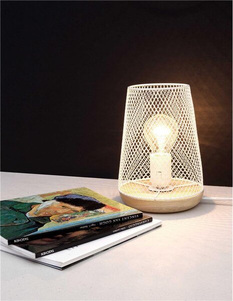 Nova Luce Stolní lampa MARCO, přírodní Dřevo E27 1x12W Barva: Bílá