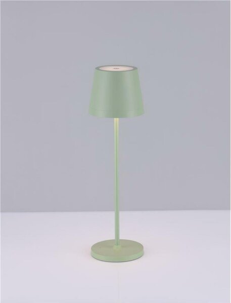 NOVA LUCE venkovní stolní lampa SEINA olivově zelený hliník a akryl LED 2W 2700K 5V DC IP54 vypínač na těle nabíjecí s PG základnou nebo USB C kabelem 9223405
