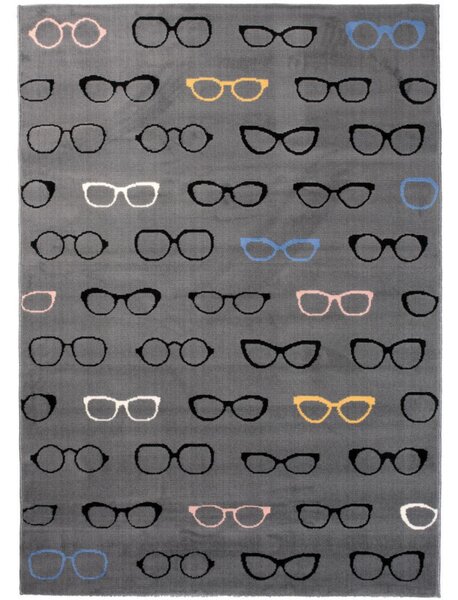 Kusový koberec PP Brýle šedý 120x170cm