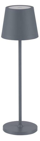 NOVA LUCE venkovní stolní lampa SEINA šedý hliník a akryl LED 2W 2700K 5V DC IP54 vypínač na těle nabíjecí s PG základnou nebo USB C kabelem 9223404