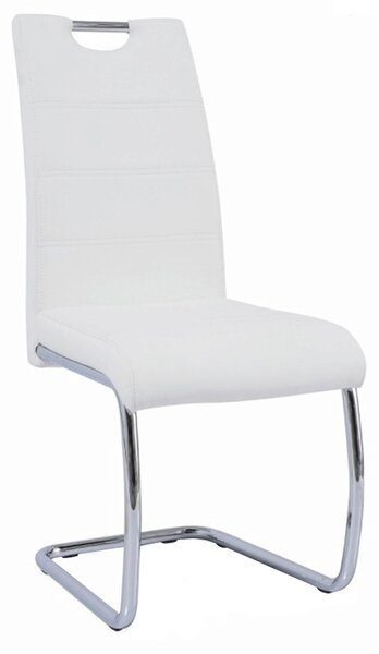 Jídelní židle, ekokůže bílá / chrom, ABIRA NEW
