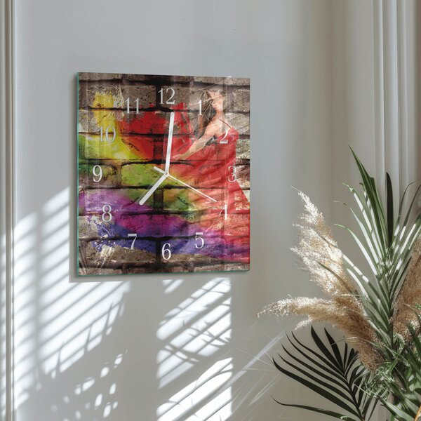 Skleněné hodiny Cihlový zskb-30x30-00084465