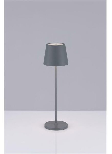 NOVA LUCE venkovní stolní lampa SEINA šedý hliník a akryl LED 2W 2700K 5V DC IP54 vypínač na těle nabíjecí s PG základnou nebo USB C kabelem 9223404