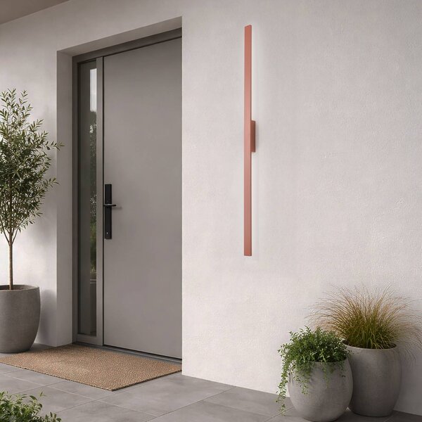 Nowodvorski Lighting LED nástěnné světlo Demi L, cihlově červené, hliník, výška 144 cm, IP54, Červená, Hliník