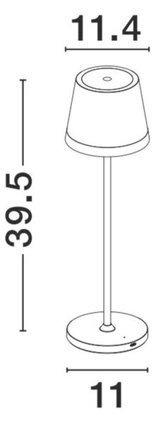 NOVA LUCE venkovní stolní lampa SEINA černý hliník a akryl LED 2W 2700K 5V DC IP54 vypínač na těle nabíjecí s PG základnou nebo bílým USB C kabelem 9223406