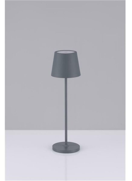 NOVA LUCE venkovní stolní lampa SEINA šedý hliník a akryl LED 2W 2700K 5V DC IP54 vypínač na těle nabíjecí s PG základnou nebo USB C kabelem 9223404