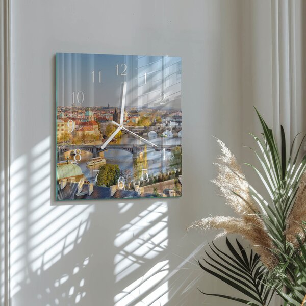 Skleněné hodiny město Praha zskb-30x30-00082856