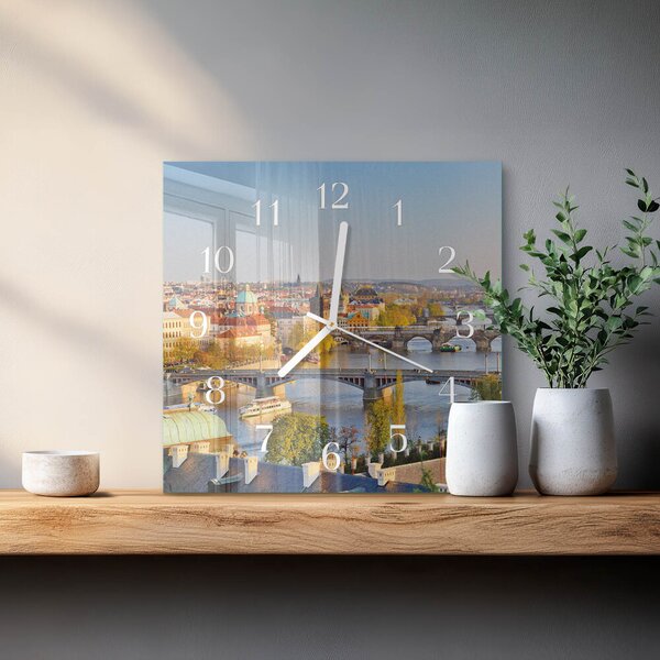Skleněné hodiny město Praha zskb-30x30-00082856