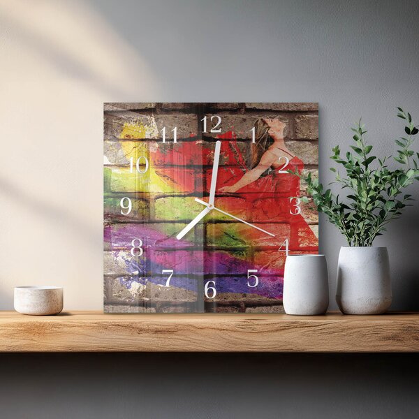 Skleněné hodiny Cihlový zskb-30x30-00084465