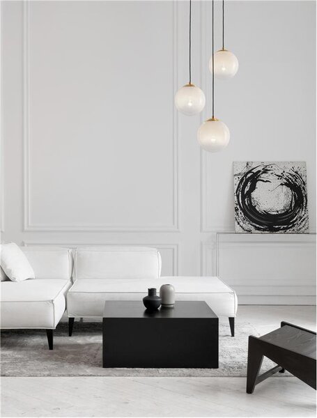 Nova Luce Závěsné svítidlo JIAN mosazný zlatý kov a bílé sklo s přechody E27 3x12W