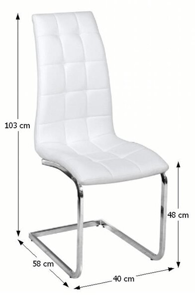 KONDELA Jídelní židle, ekokůže bílá / chrom, DULCIA
