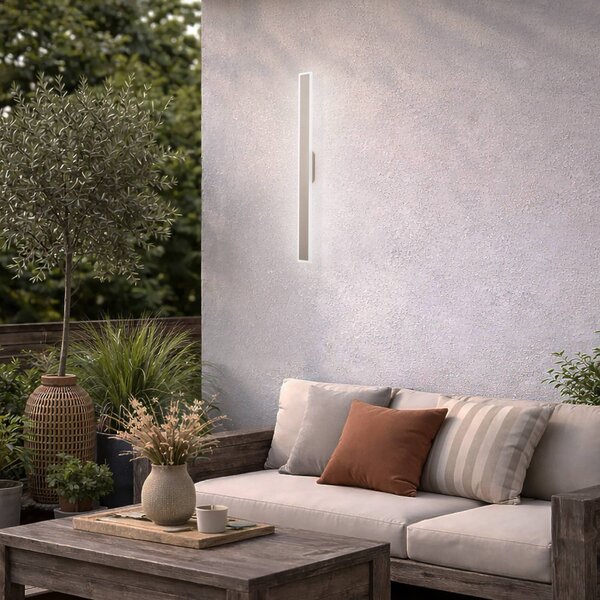Nowodvorski Lighting LED nástěnné světlo Isla, pískové, hliník, výška 100 cm, IP54, Krémová / jantar, Hliník