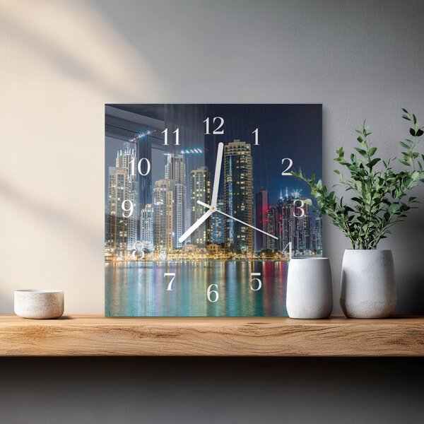 Skleněné hodiny Noc ve městě zskb-30x30-00085133