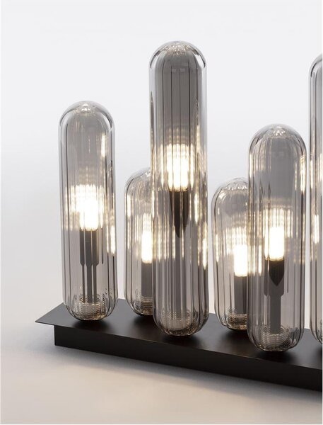 Nova Luce Stropní svítidlo GUSTAVE kouřově šedé sklo a matná černá G9 6x5W