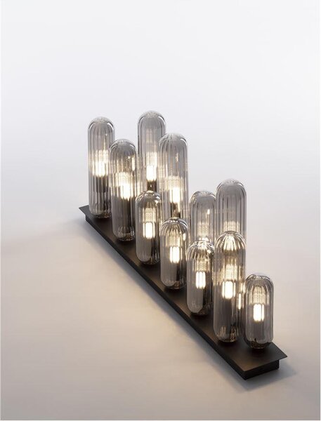 Nova Luce Stropní svítidlo GUSTAVE kouřově šedé sklo a matná černá G9 12x5W
