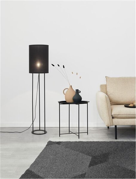 Nova Luce Stojací lampa LEITH černé stínidlo a černý hliník E27 1x12W