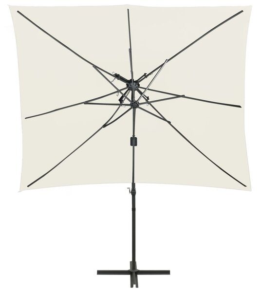 Boční zahradní slunečník s dvojitou stříškou pískový 250x250 cm