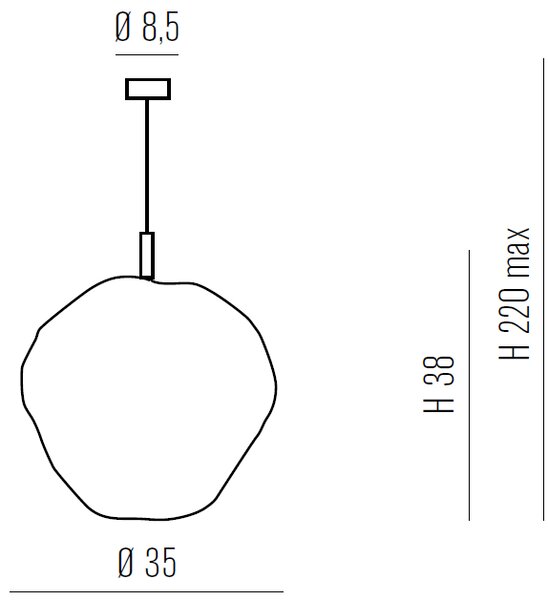 Metal lux 274.535.01 Saxa, závěsé svítidlo z čirého skla, 1xE27, průměr 35cm