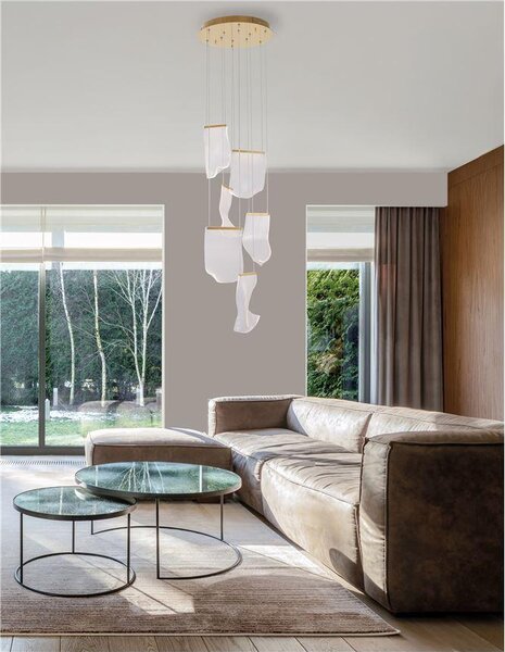 Nova Luce Závěsné LED svítidlo SIDERNO zlatý hliník a akryl 39W 3000K