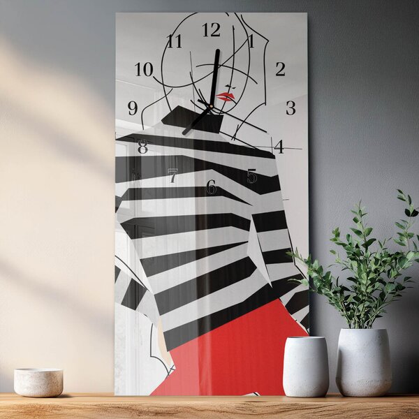 Skleněné hodiny vertikální Bílá žena zsppc-30x60-00171130