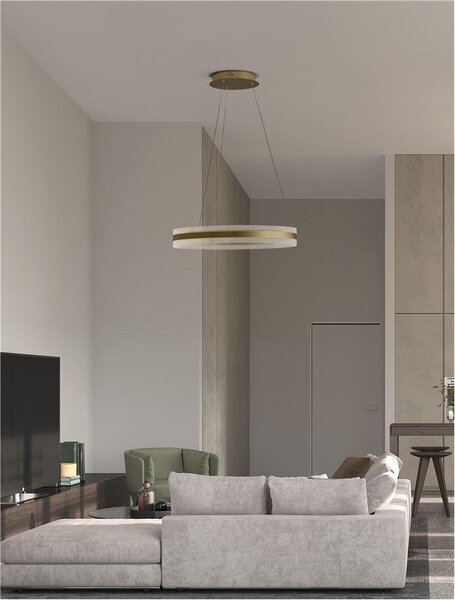 Nova Luce Závěsné LED svítidlo AGOS zlatý hliník a akryl 75W 3000K stmívatelné