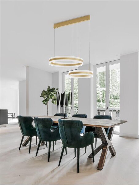 Nova Luce Závěsné LED svítidlo AGOS zlatý hliník a akryl 124W 3000K stmívatelné