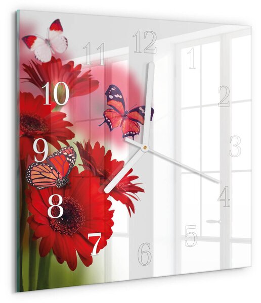 Skleněné hodiny Gerbera zskb-30x30-00085317