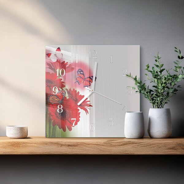 Skleněné hodiny Gerbera zskb-30x30-00085317