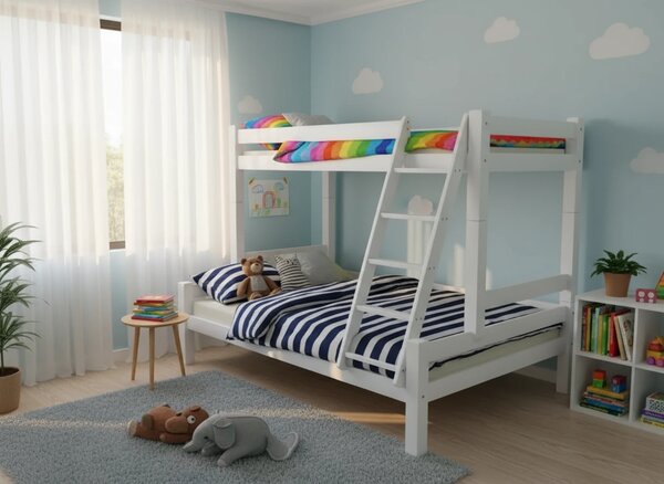 Dětská patrová postel s rozšířeným spodním lůžkem z MASIVU 200x90 cm bez šuplíku PAVLÍNA